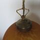 Victorian pendant light in marbled glass, beaded fringes and brass