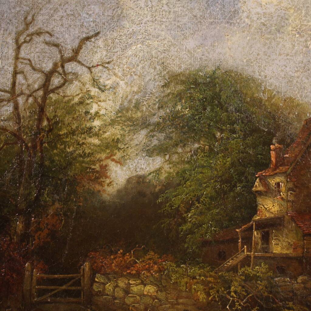 Peinture américaine paysage de campagne signée et datée 1854