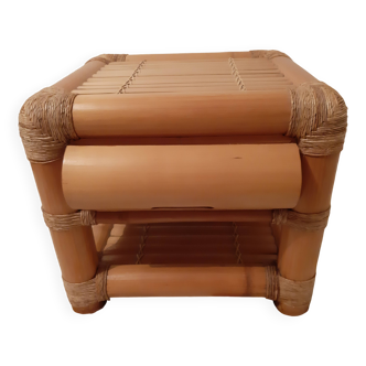 Vintage bamboo bedside table with drawer