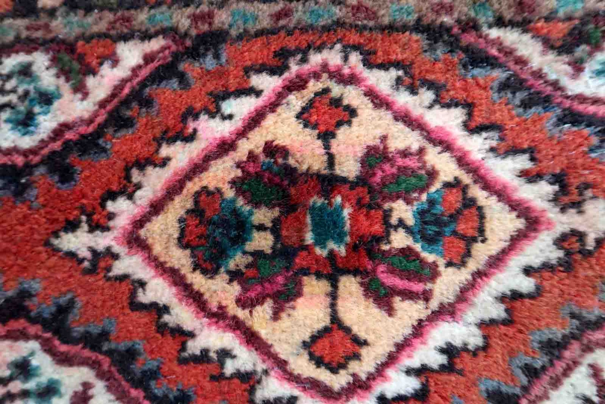 Vintage persian carpet hamadan handmade 35cm x 53cm 1970s