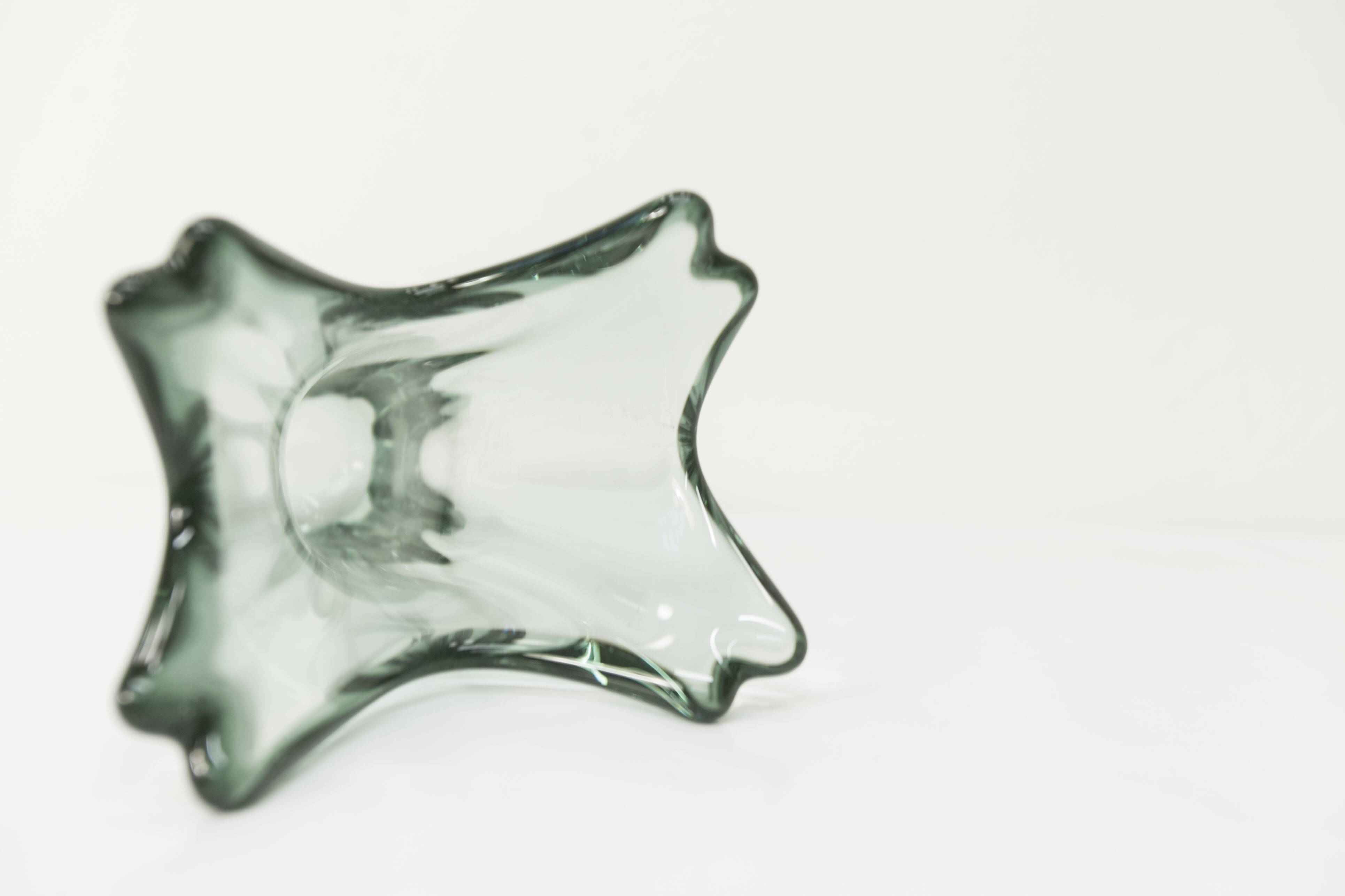 Transparent green Murano glass vase 1960