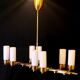 Mid-century, brass chandelier, height opalines, france