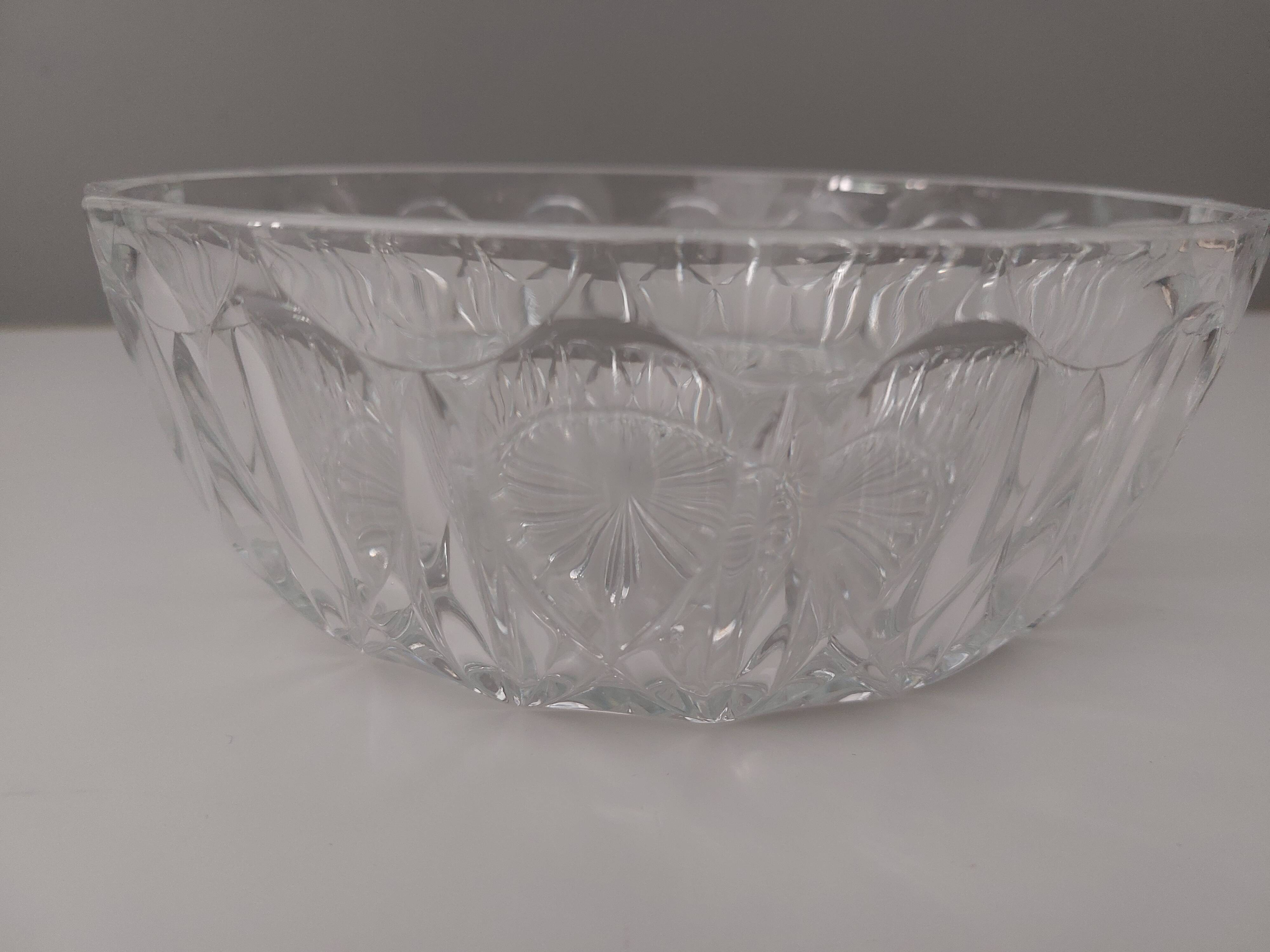 Saladier en verre avec coupelles, années 70