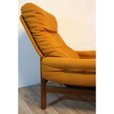 Pair of Scandinavian armchairs in teak and fabric 1960