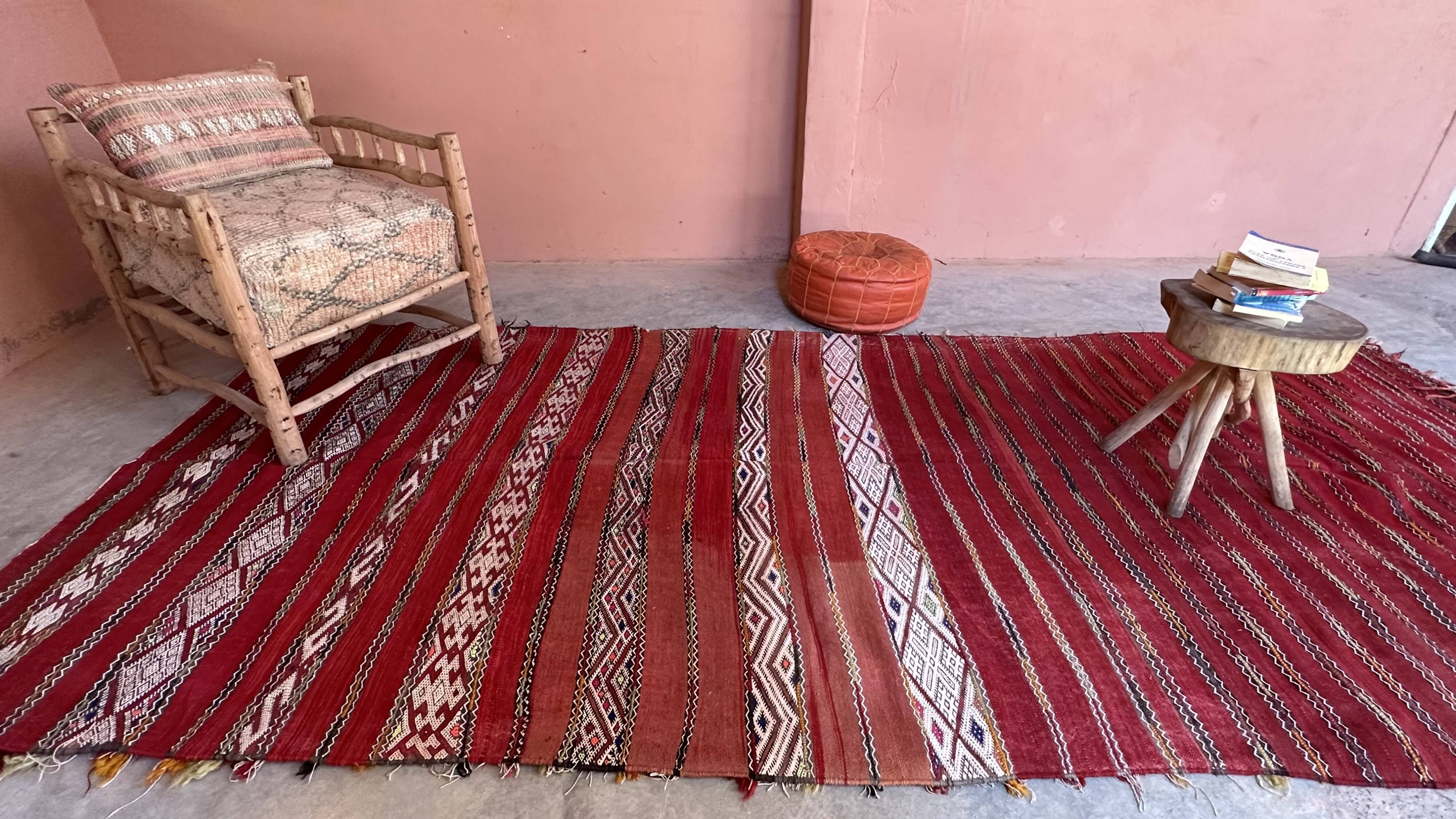Moroccan kilim zemmour rug - 386 x 168 cm