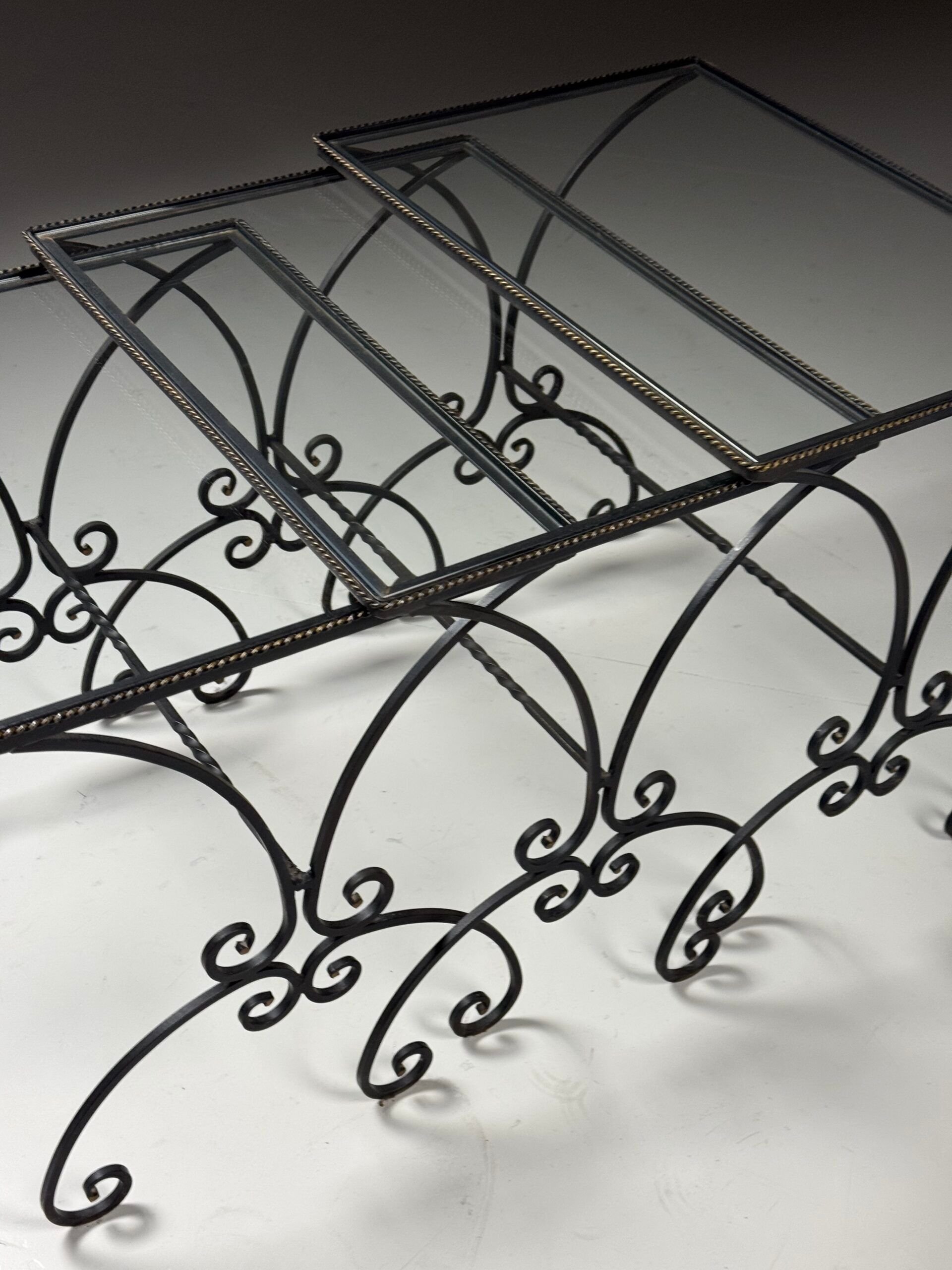 Set of 3 metal nesting tables 20th century