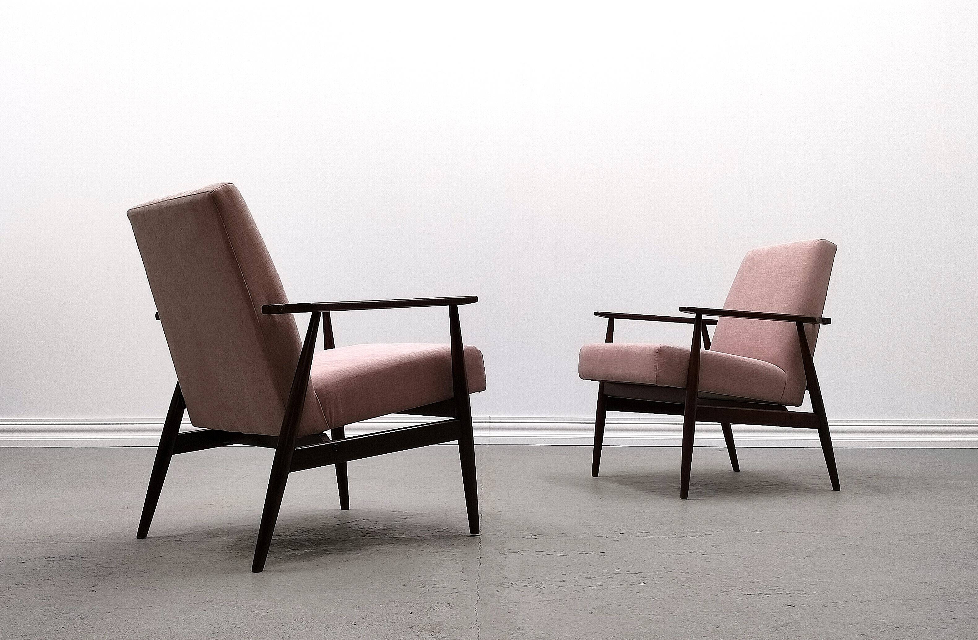 1960 Henryk Lis Mid Century Armchair in Pink