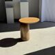 Side table in solid teak with a circular top, column base H51.5 D50.