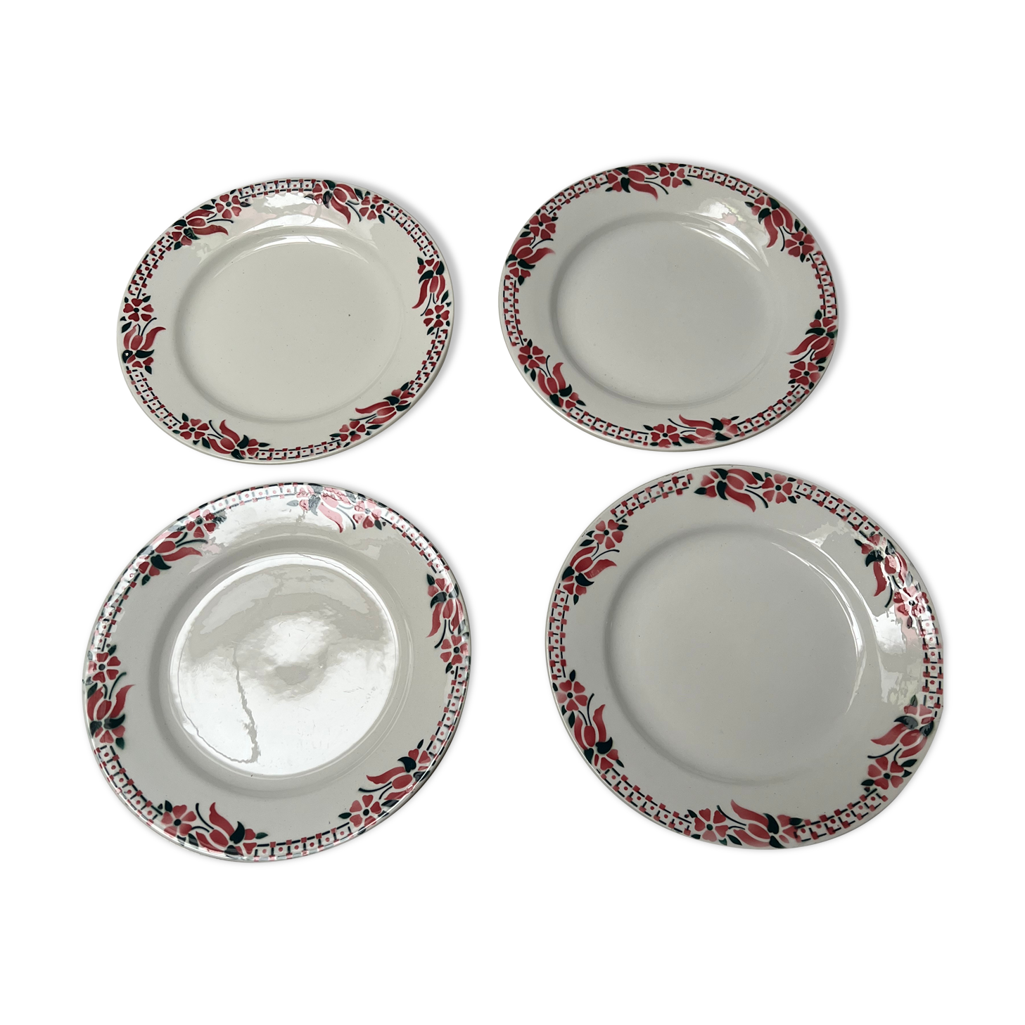 4 céranord plates with flowers