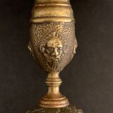 Openwork mythological cup in bronze on pedestal, Renaissance style