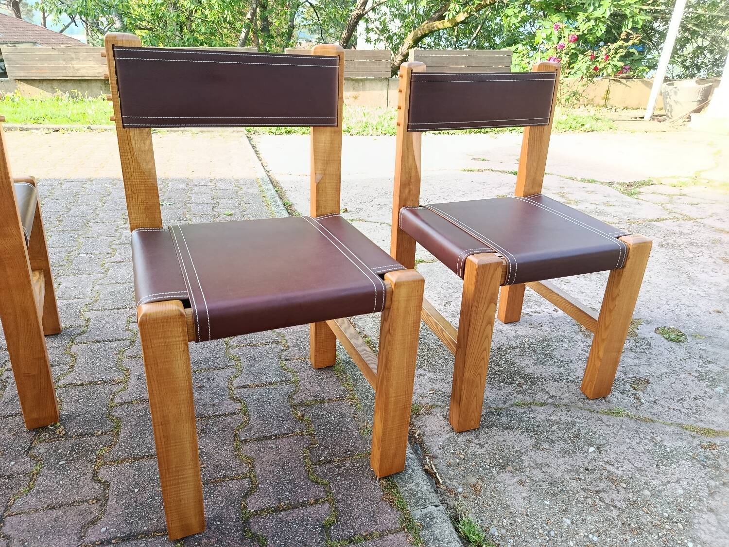 4 brutalist chairs by Pierre Chapo