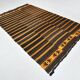Tapis Kilim vintage rayé orange et marron 6x9, 172x291 cm