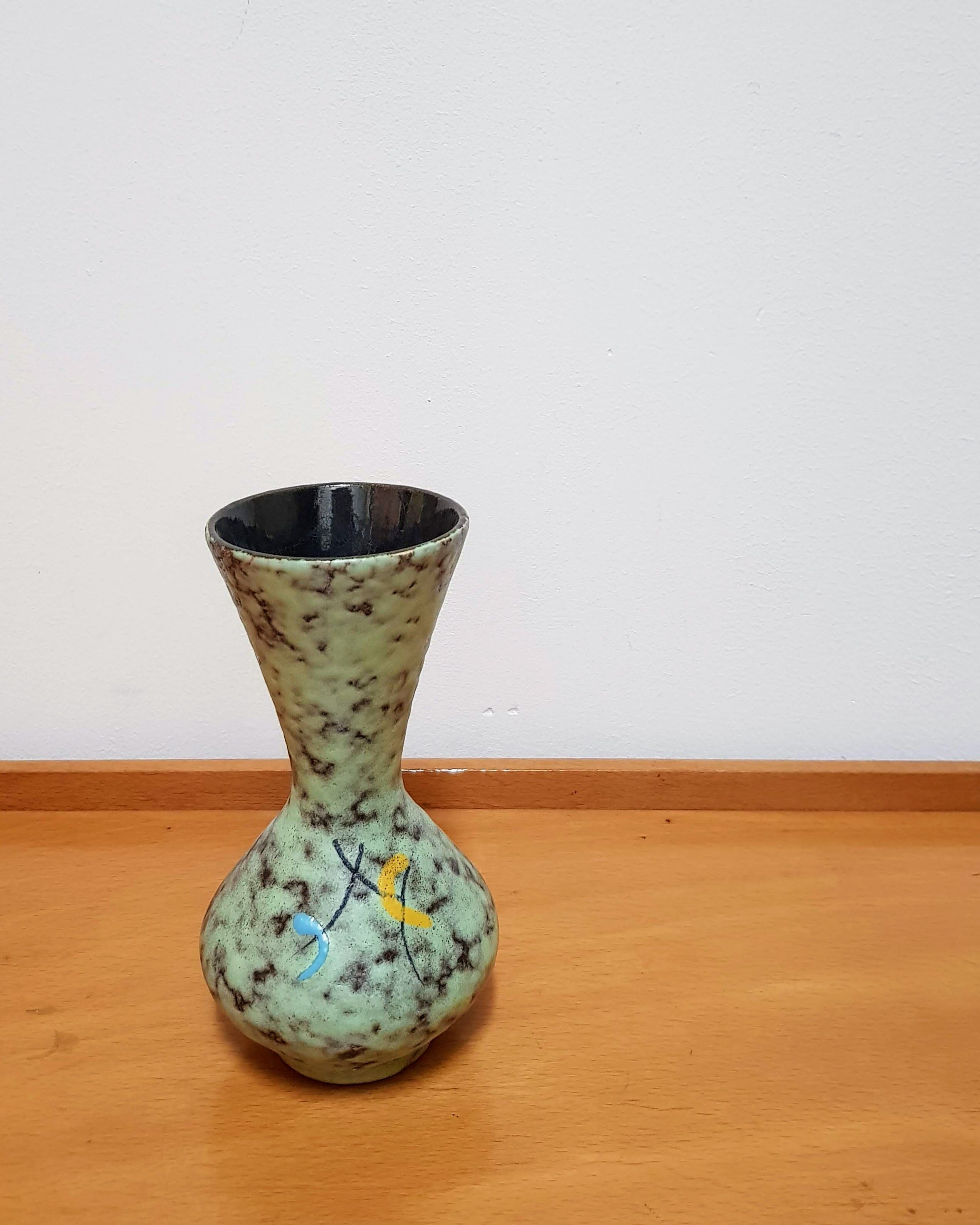 Vintage Fat Lava Scheurich Ceramic Vase, Hand-painted in the 1970s