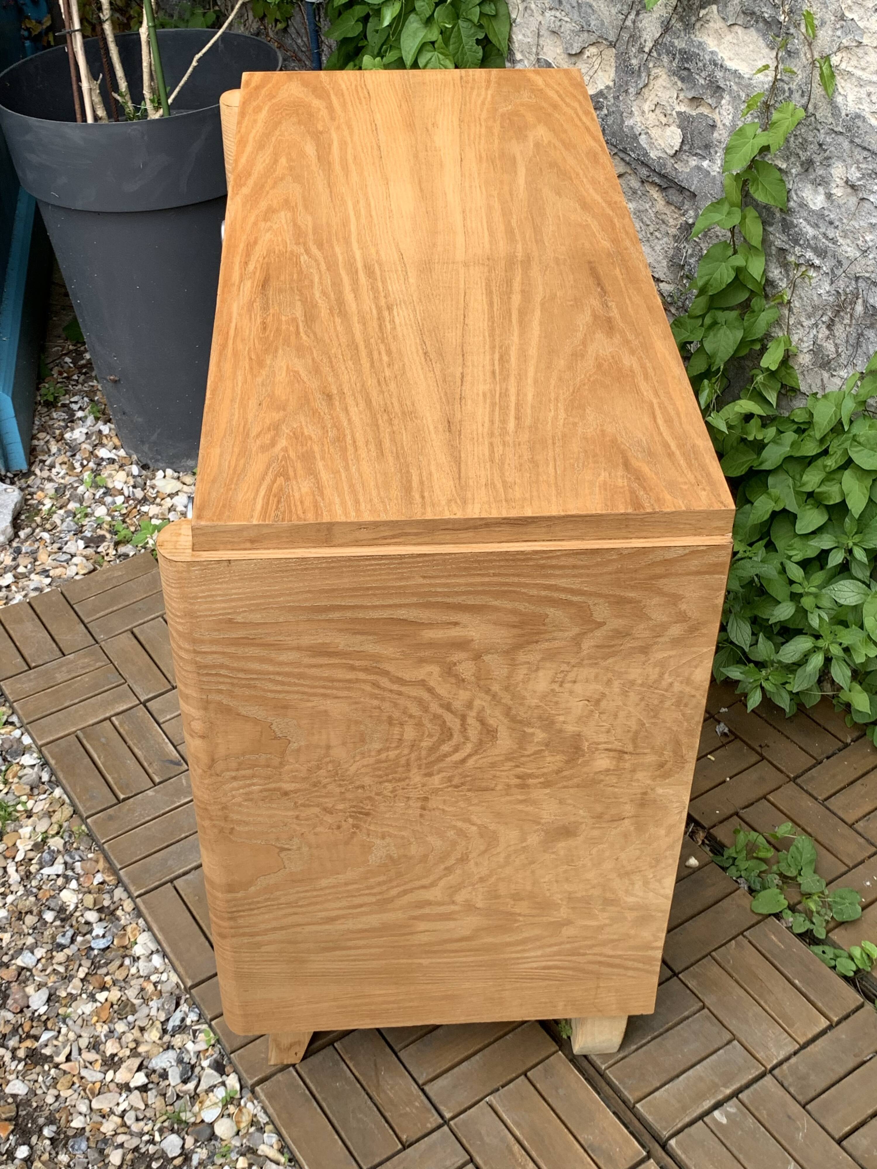 Raw oak art deco chest of drawers