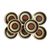 set of 8 flat plates in faience from Gien 1970s