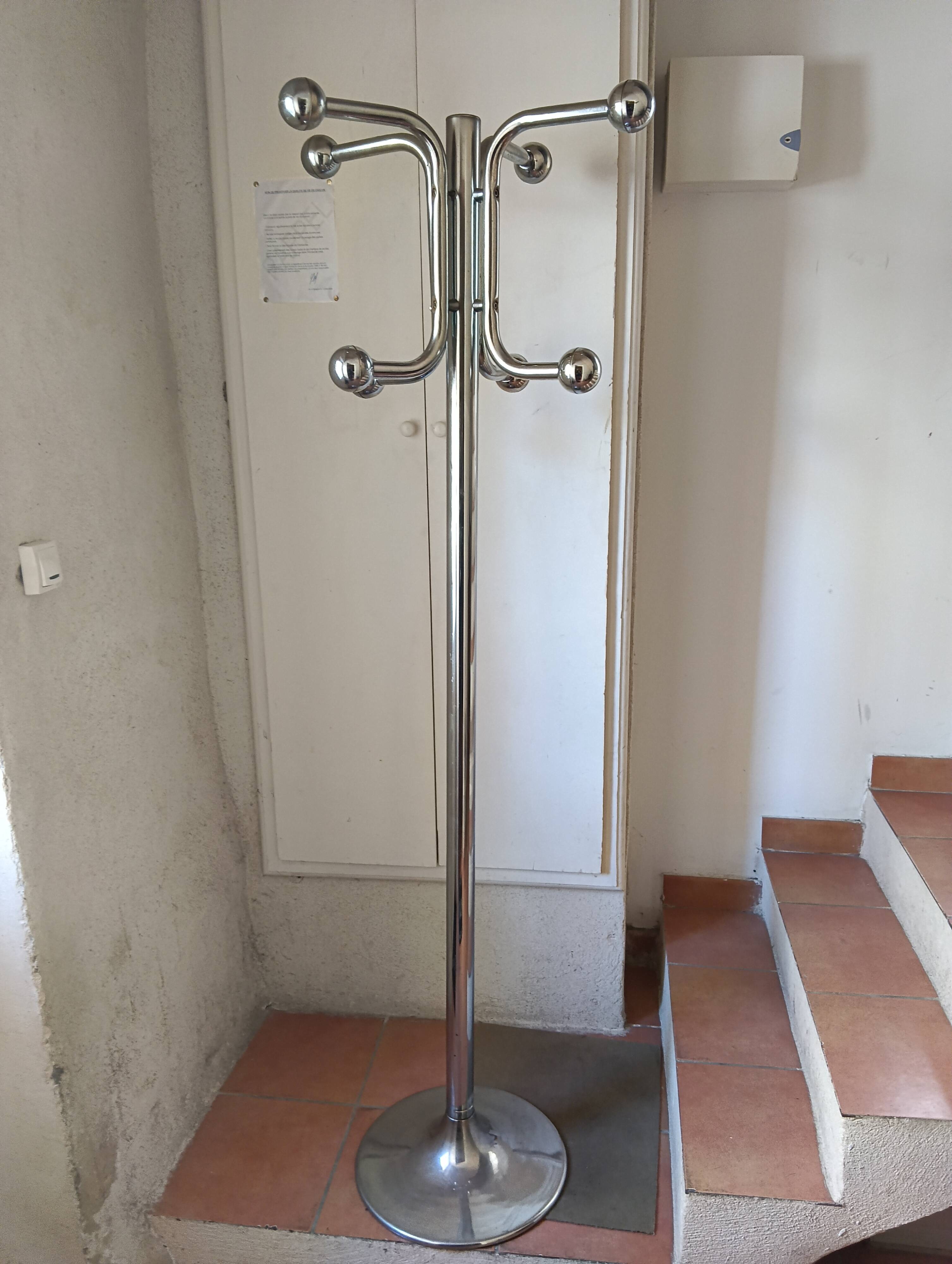 Vintage chrome metal coat rack space age 70s
