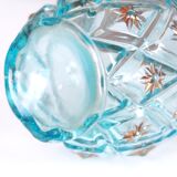 Turquoise blue glass decanter, golden décor, 5O years