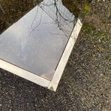 VINTAGE 1970 RECTANGULAR COFFEE TABLE GOLDEN SMOKED BROWN GLASS