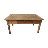 Rustic farm coffee table turned feet with 1 1930 drawer
