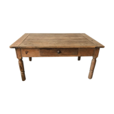 Rustic farm coffee table turned feet with 1 1930 drawer
