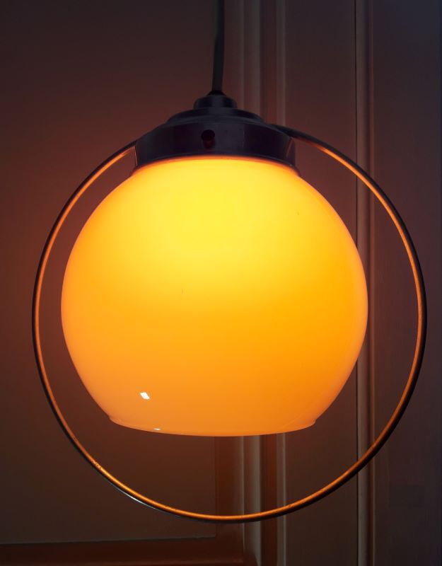 White opaline art deco hanging