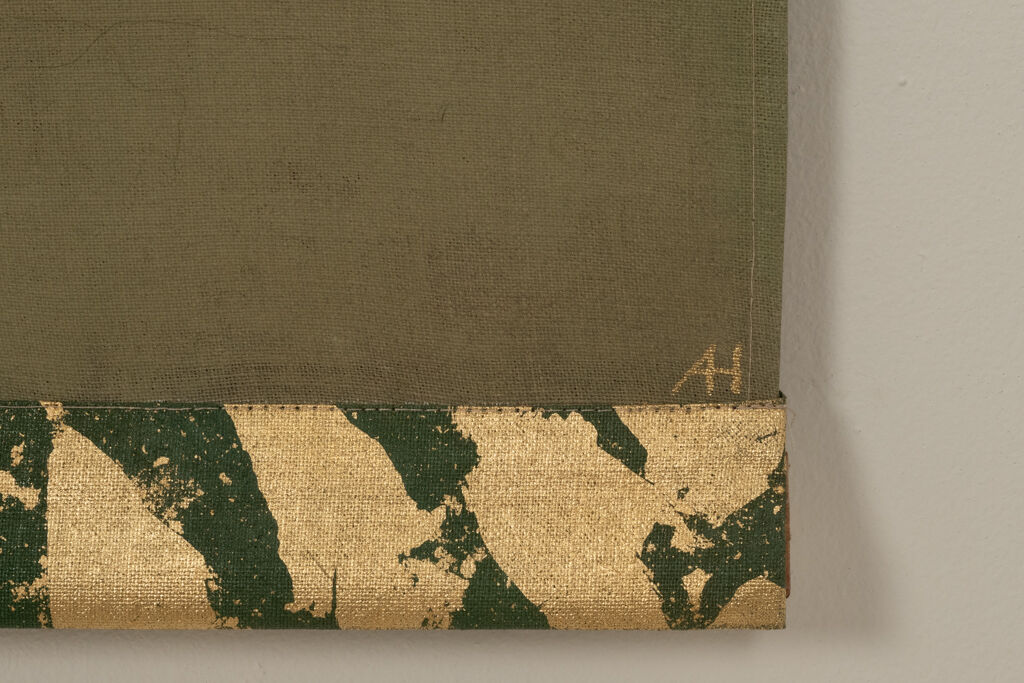 Painted canvas featuring a brown-coated Indian horse in profile. Contemporary.