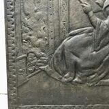 Fireplace plate "reading girl in front of the fire"