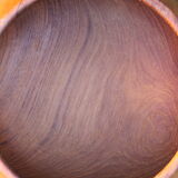 Teak wooden salad bowl and serving spoons, 1970s