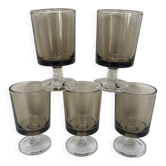 Set of 5 Luminarc Sweden smoked liqueur glasses