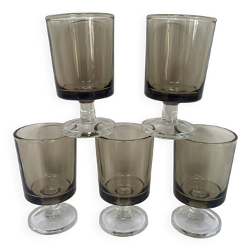Set of 5 Luminarc Sweden smoked liqueur glasses