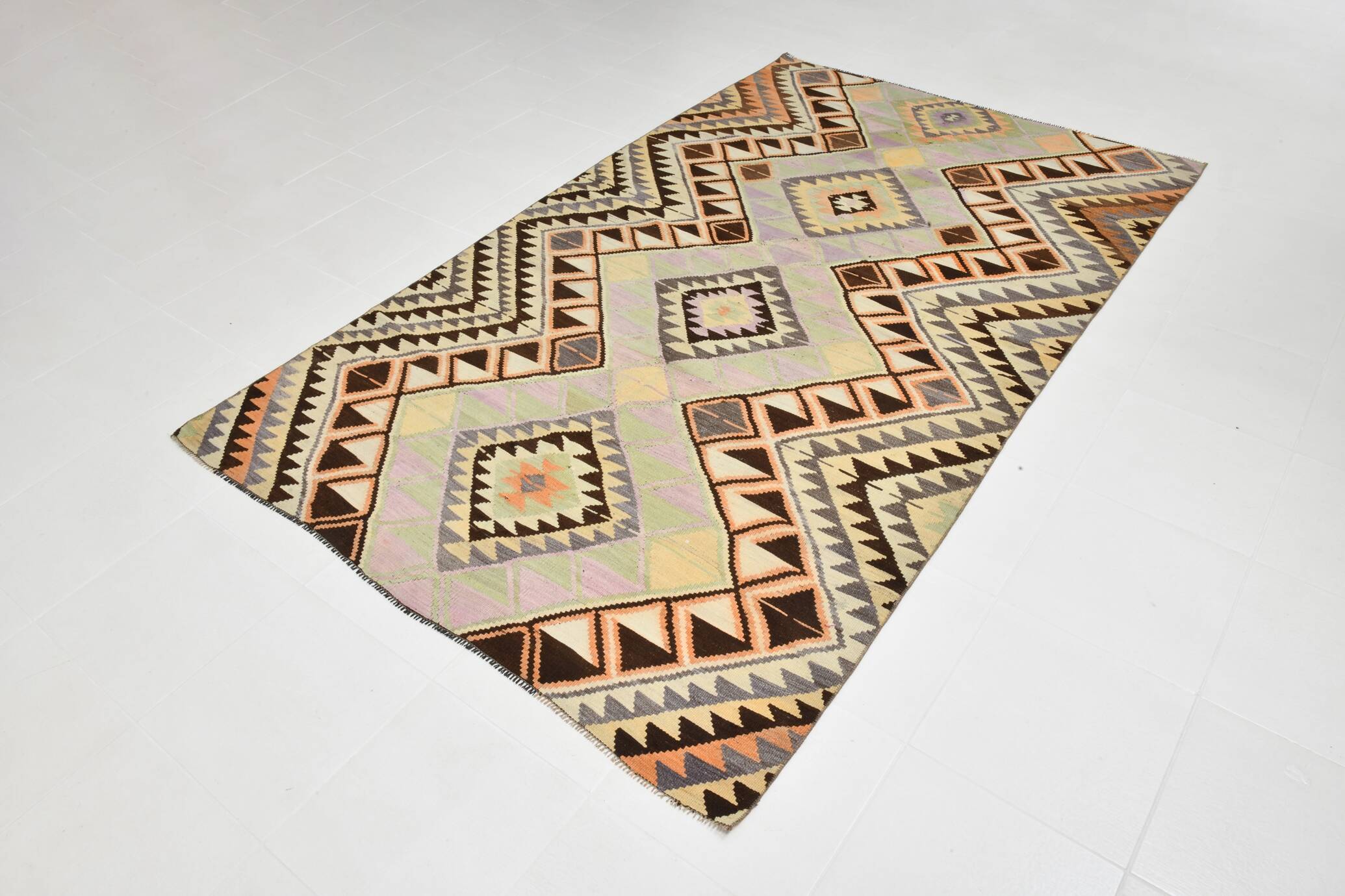 Yellow & Brown Turkish Kilim Rug, 172x284Cm