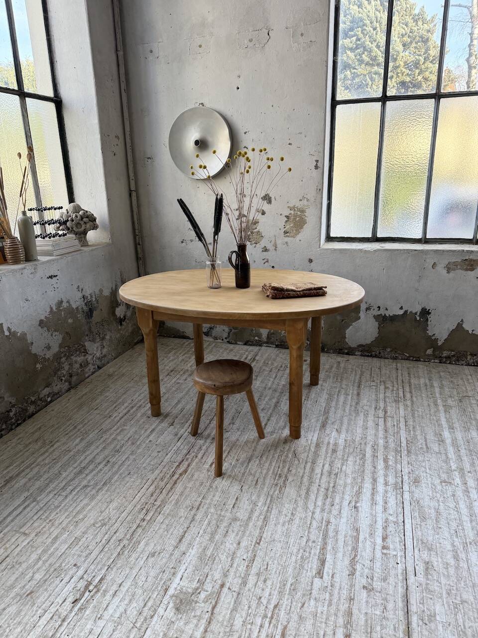 Oval farmhouse table oak 1960
