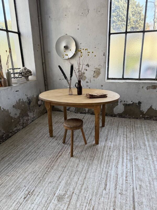 Table de ferme ovale en chêne, 1960