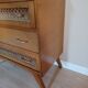 Commode bois et rotin vintage années 50