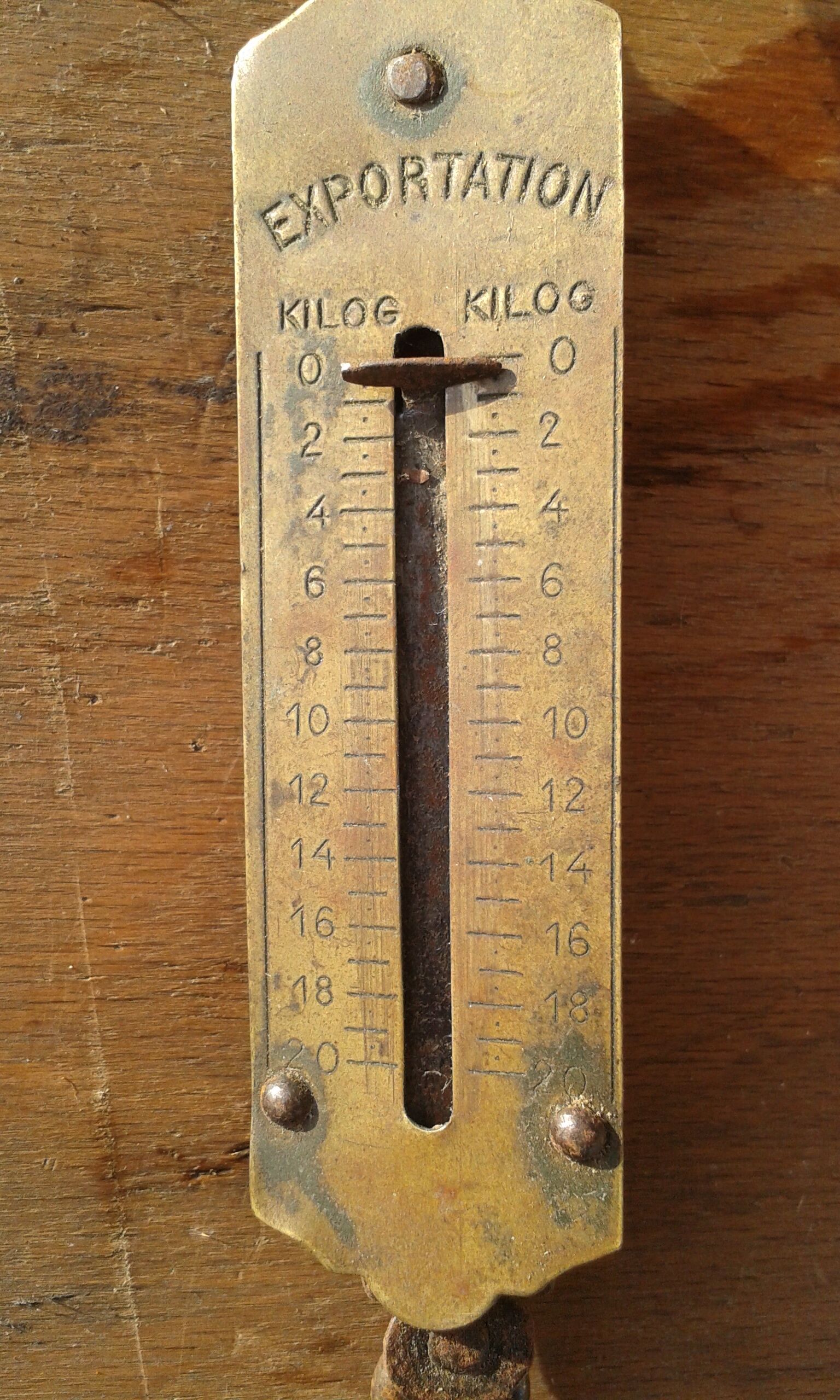 Iron / brass pocket scale - 20kg - old measuring instrument