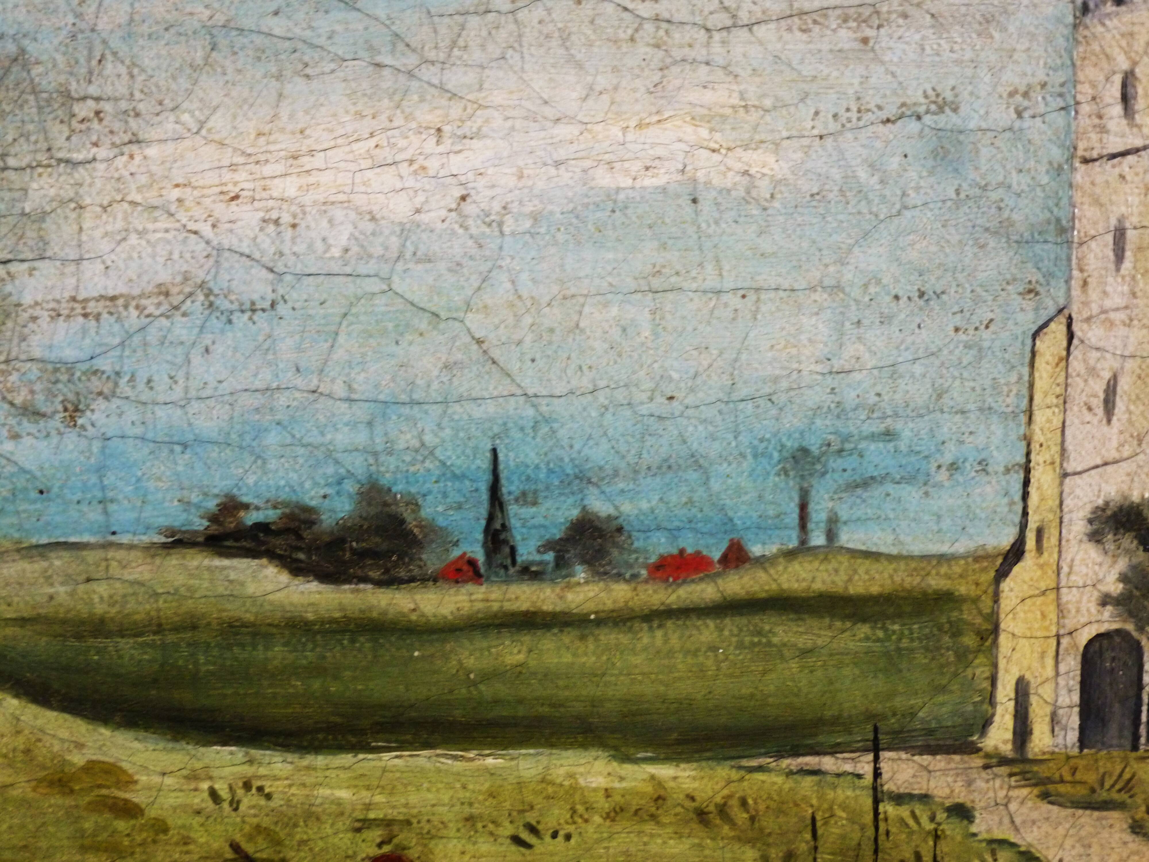 Antique landscape painting / framed oil painting of countryside landscape.