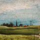 Antique landscape painting / framed oil painting of countryside landscape.