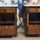 Rare pair of Italian display furniture from the Charles X period in mahogany.