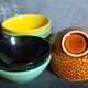 Seven vintage slip ceramic bowls