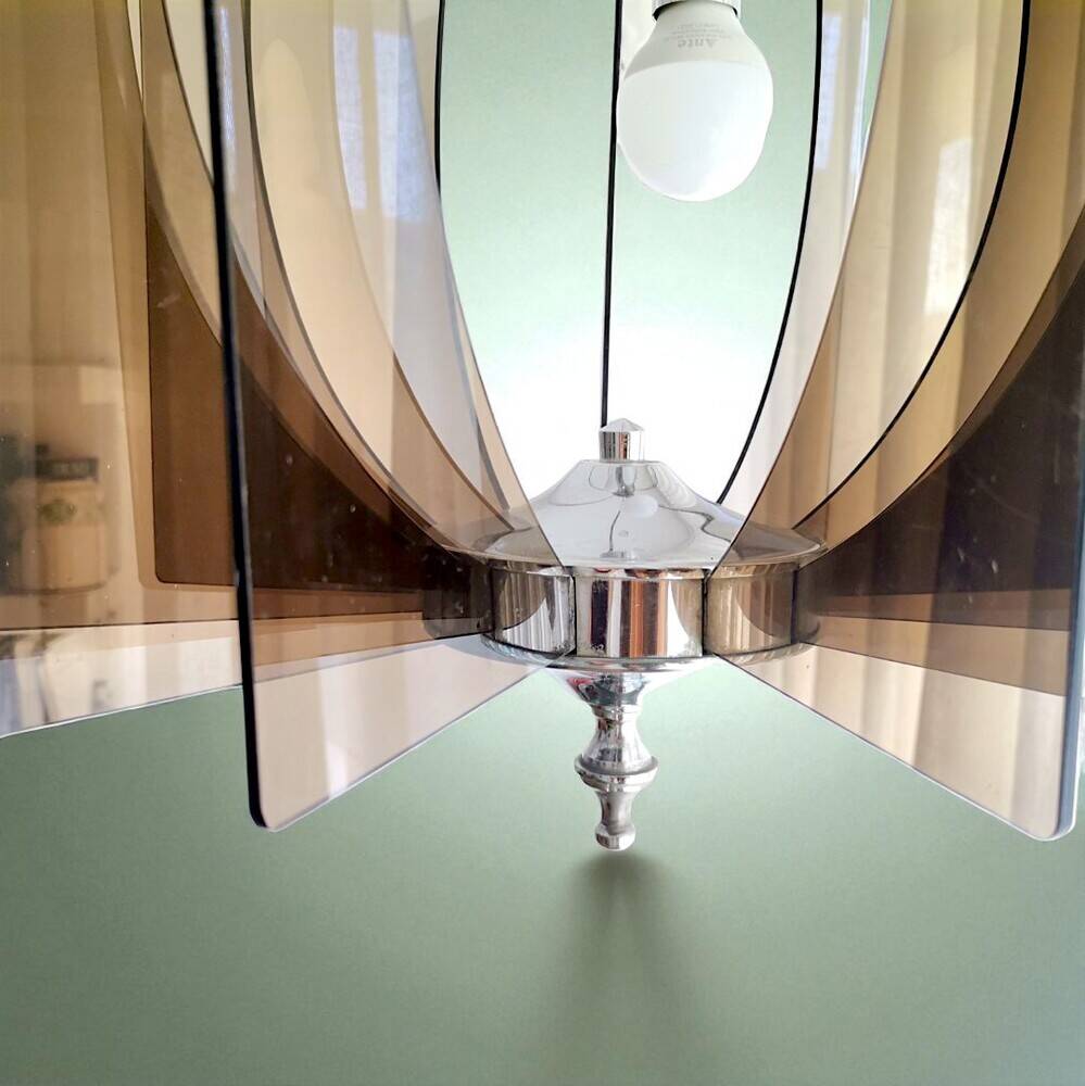 Mid Century Modern chromed chandelier for 3 lights