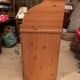 Pine desk with sliding wooden curtain