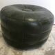 Pouf cuir vert vintage 1970