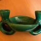 Green ceramic candlestick