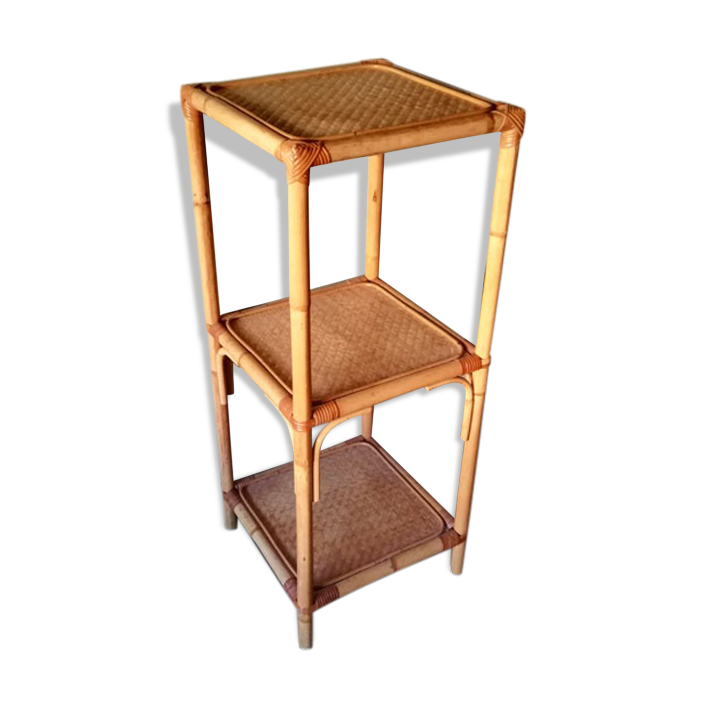 Bamboo and woven Wicker shelf
