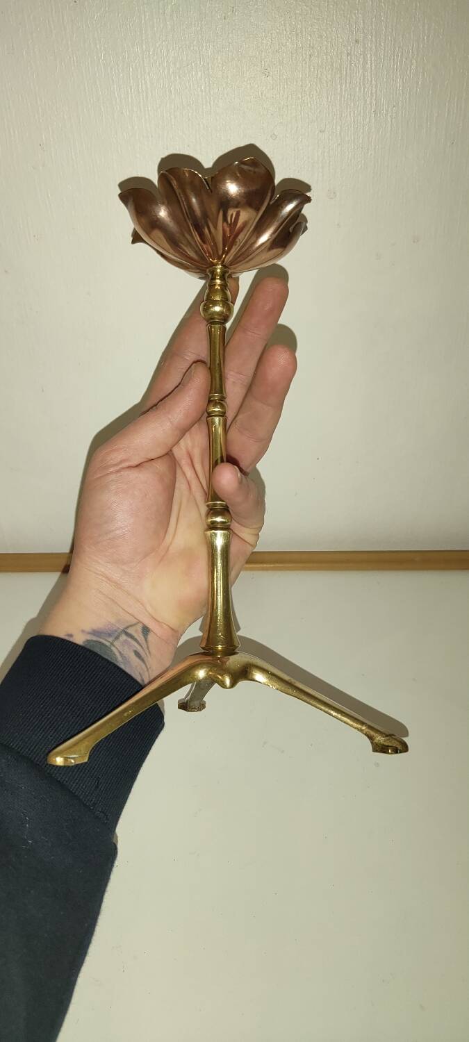 Brass and copper candlestick by Was Benson 1900