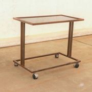 Czechoslovak vintage serving trolley on wheels, mid-century bar cart, 1970s