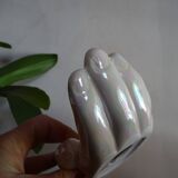 Pair of empty iridescent hand pockets in vintage ceramic 1960