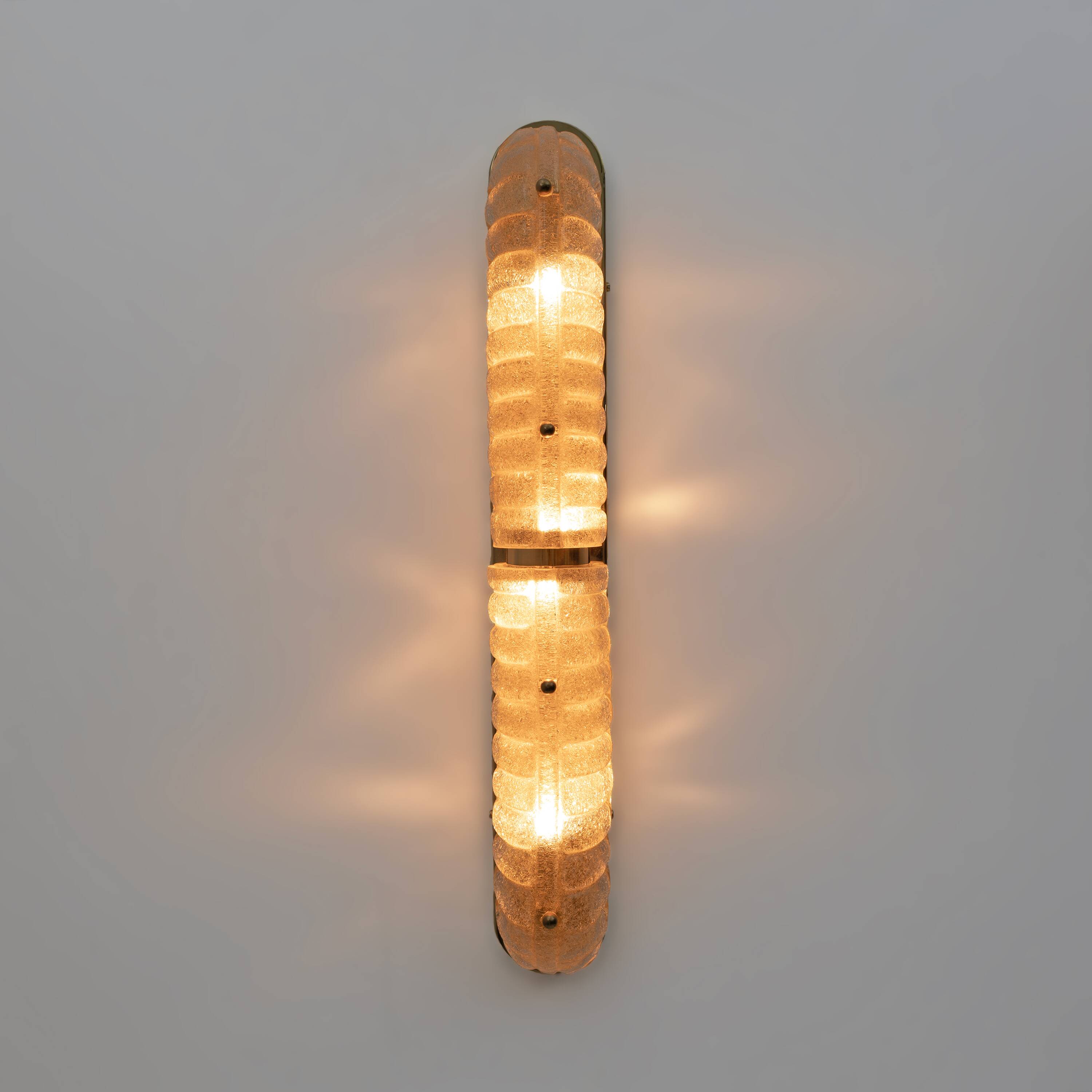 Pair of Art Deco Style Gold Murano Glass and Brass Sconces