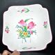 Salad bowl square cut floral vintage earthenware KG LUNEVILLE model Lamppost polychrome