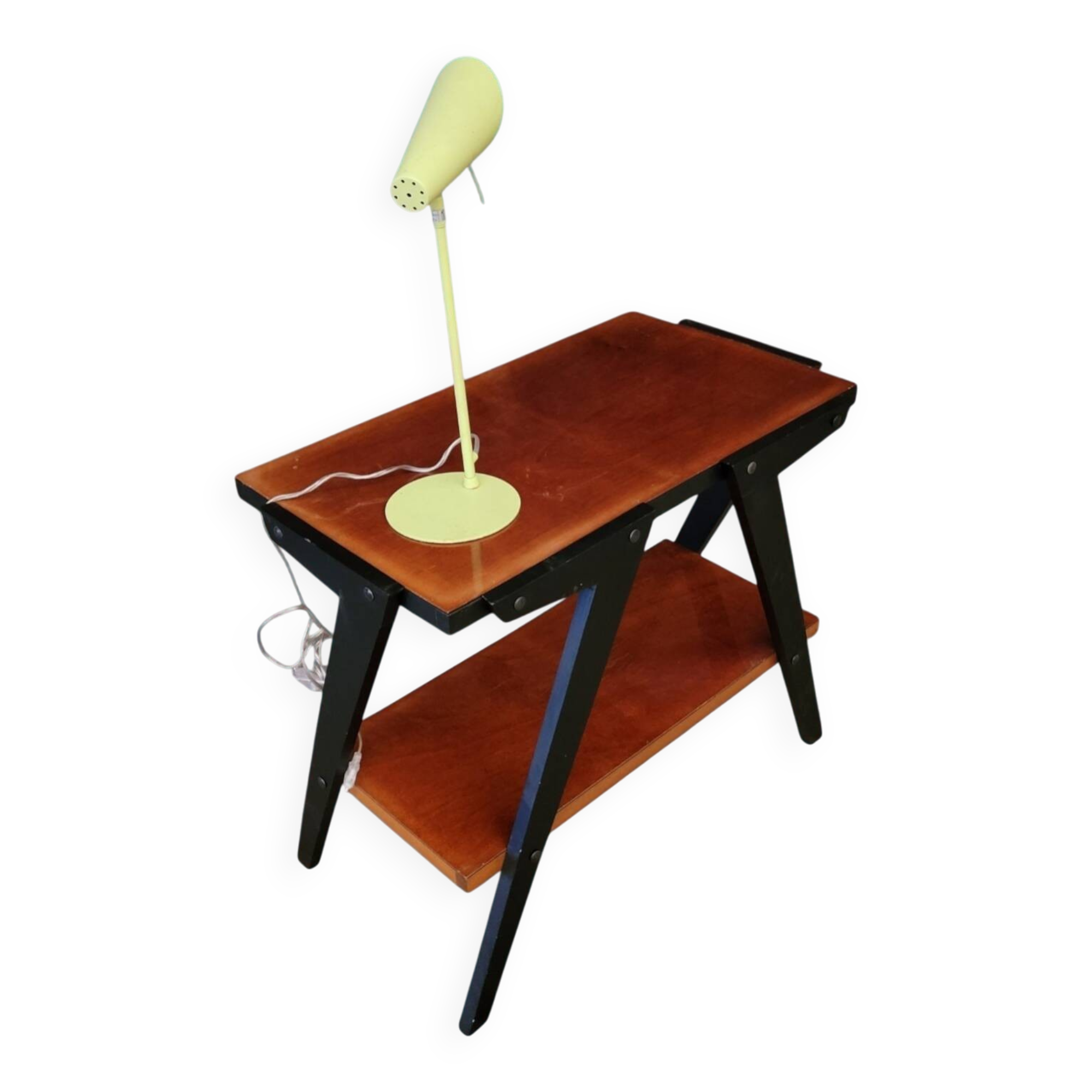 Vintage console design, sleek from the 1960s-70s.